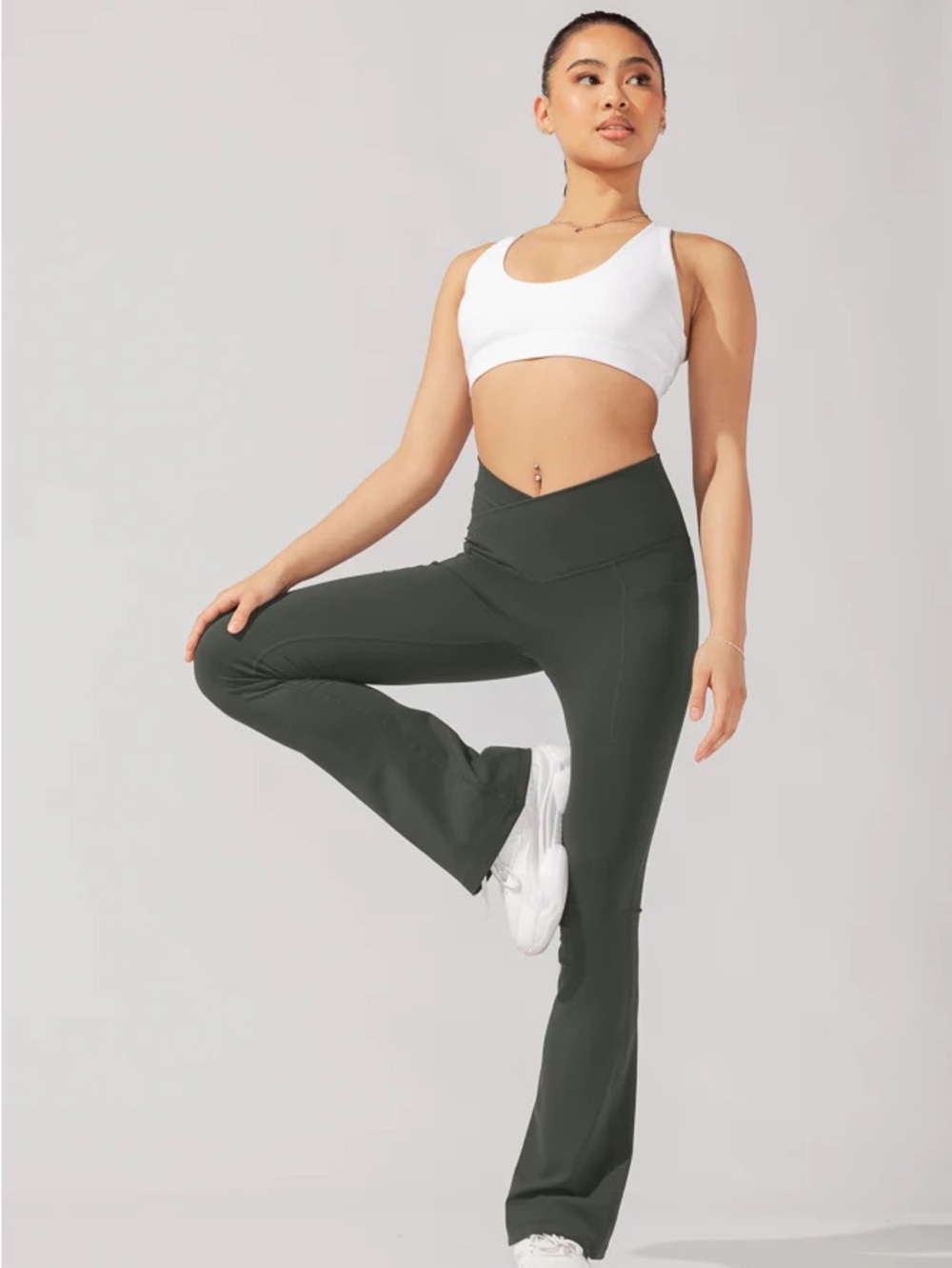 POPFLEX Olive High-Rise Flare Leggings